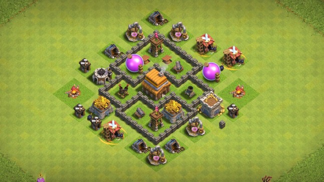 Clash Of Clans 4 Seviye Köy Düzeni