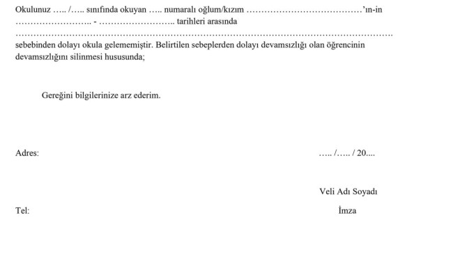 Devamsızlık Sildirme Dilekçesi