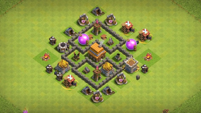 Clash Of Clans 4 Seviye Köy Düzeni