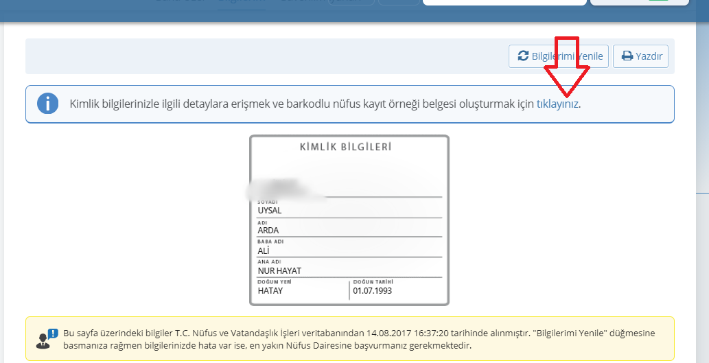 Nüfus cüzdanı sureti e-Devlet üzerinden alma