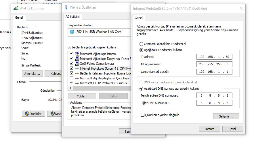 Wifi Gecerli Bir IP Yapilandirmasina Sahip Degil 1